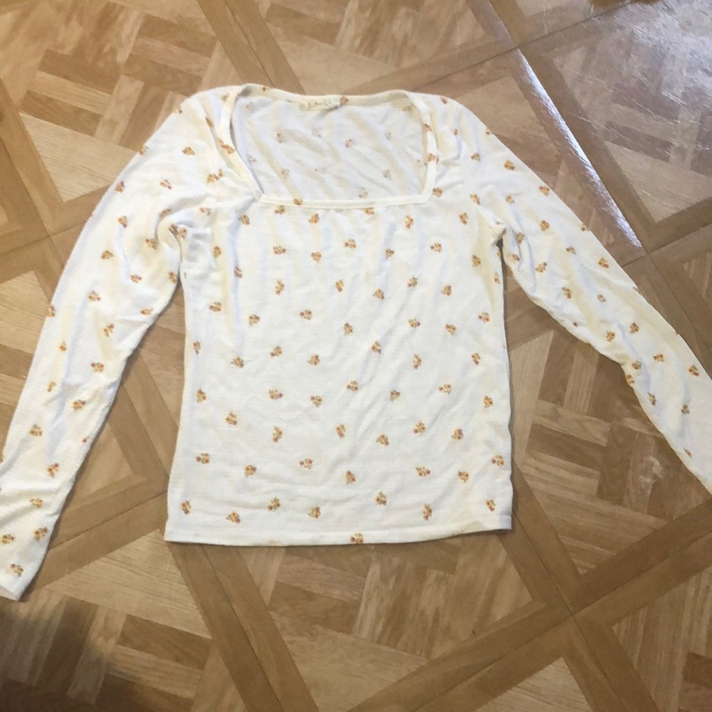 White floral square cut shirt